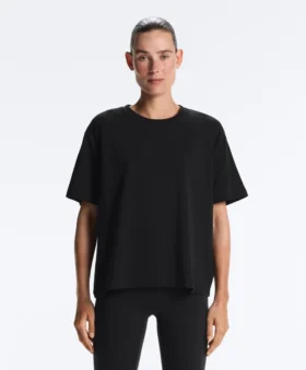 Boxy Short-Sleeved Cotton Blend T-Shirt