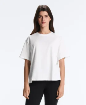 Boxy Short-Sleeved Cotton Blend T-Shirt