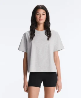 Boxy Short-Sleeved Cotton Blend T-Shirt