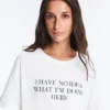 Boxy Short-Sleeved Cotton Blend T-Shirt with Slogan Boxy Short-Sleeved Cotton Blend T-Shirt with Slogan