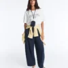 Boxy Short-Sleeved Cotton Blend T-Shirt with Slogan Boxy Short-Sleeved Cotton Blend T-Shirt with Slogan
