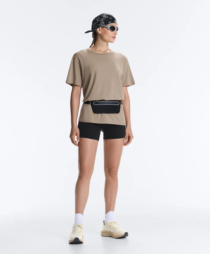 Boxy Short-Sleeved Cotton Blend T-Shirt with Slogan Boxy Short-Sleeved Cotton Blend T-Shirt with Slogan