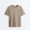 Boxy Short-Sleeved Cotton Blend T-Shirt with Slogan Boxy Short-Sleeved Cotton Blend T-Shirt with Slogan