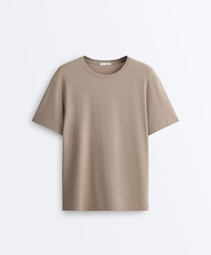 Boxy Short-Sleeved Cotton Blend T-Shirt with Slogan Boxy Short-Sleeved Cotton Blend T-Shirt with Slogan