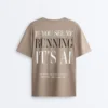 Boxy Short-Sleeved Cotton Blend T-Shirt with Slogan Boxy Short-Sleeved Cotton Blend T-Shirt with Slogan