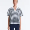 Boxy Short-Sleeved Polo Neck Cotton Blend T-Shirt Boxy Short-Sleeved Polo Neck Cotton Blend T-Shirt
