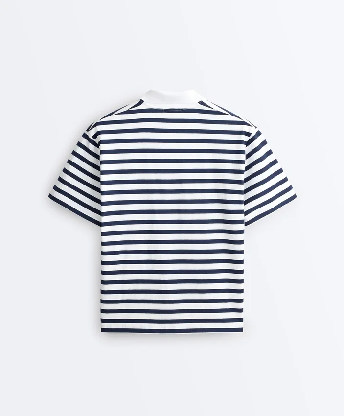 Boxy Short-Sleeved Polo Neck Cotton Blend T-Shirt Boxy Short-Sleeved Polo Neck Cotton Blend T-Shirt