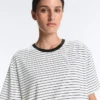 Boxy Short-Sleeved Striped Cotton Blend T-Shirt Boxy Short-Sleeved Striped Cotton Blend T-Shirt