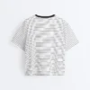 Boxy Short-Sleeved Striped Cotton Blend T-Shirt Boxy Short-Sleeved Striped Cotton Blend T-Shirt