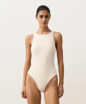 Bubble-Texture Crochet Halter Swimsuit