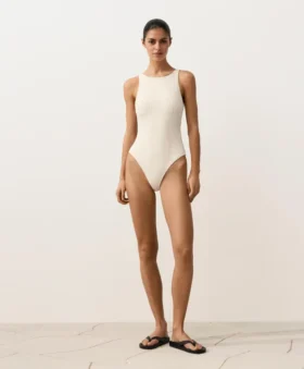 Bubble-Texture Crochet Halter Swimsuit