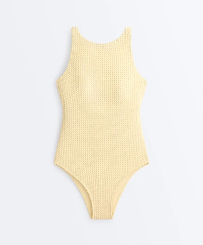 Bubble-Texture Crochet Halter Swimsuit Bubble-Texture Crochet Halter Swimsuit