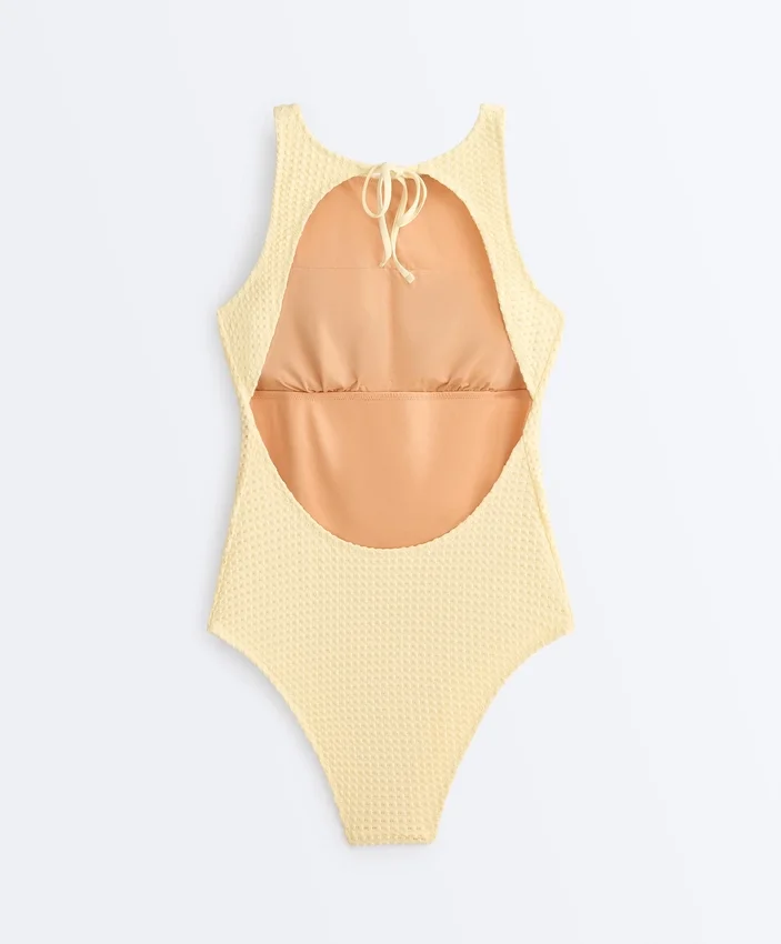 Bubble-Texture Crochet Halter Swimsuit Bubble-Texture Crochet Halter Swimsuit