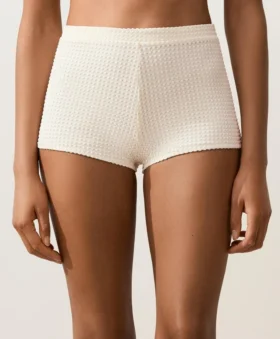 Bubble-Texture Crochet High-Waisted Bikini Shorts