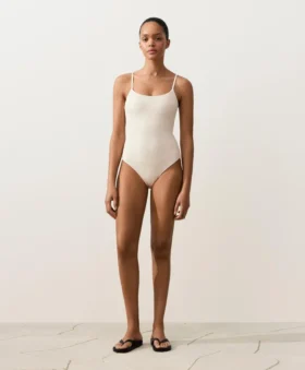 Bubble-Texture Crochet Round Neck Swimsuit