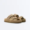 Buckle Split-Leather Platform Sandals