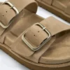 Buckle Split-Leather Platform Sandals