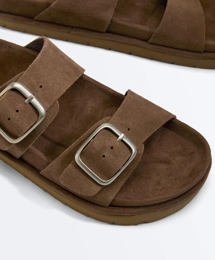Buckle Split-Leather Platform Sandals Buckle Split-Leather Platform Sandals