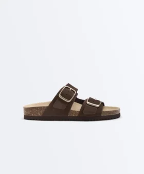 Buckle Split-Leather Slides
