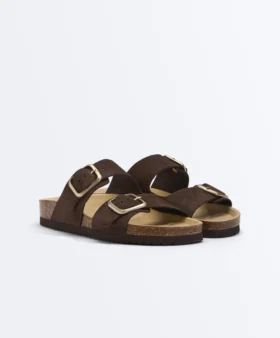 Buckle Split-Leather Slides