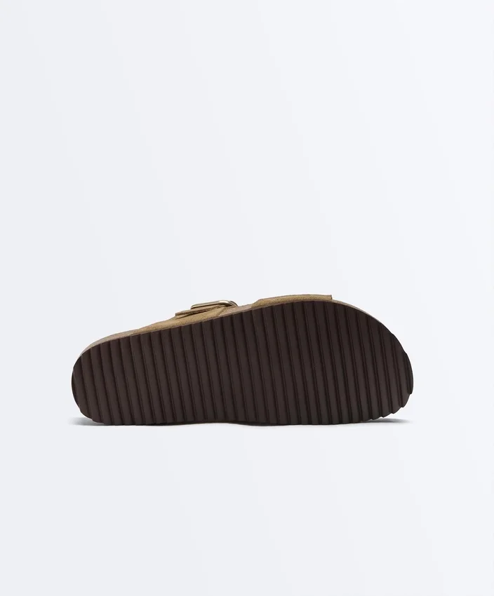 Buckle Split-Leather Slides Buckle Split-Leather Slides