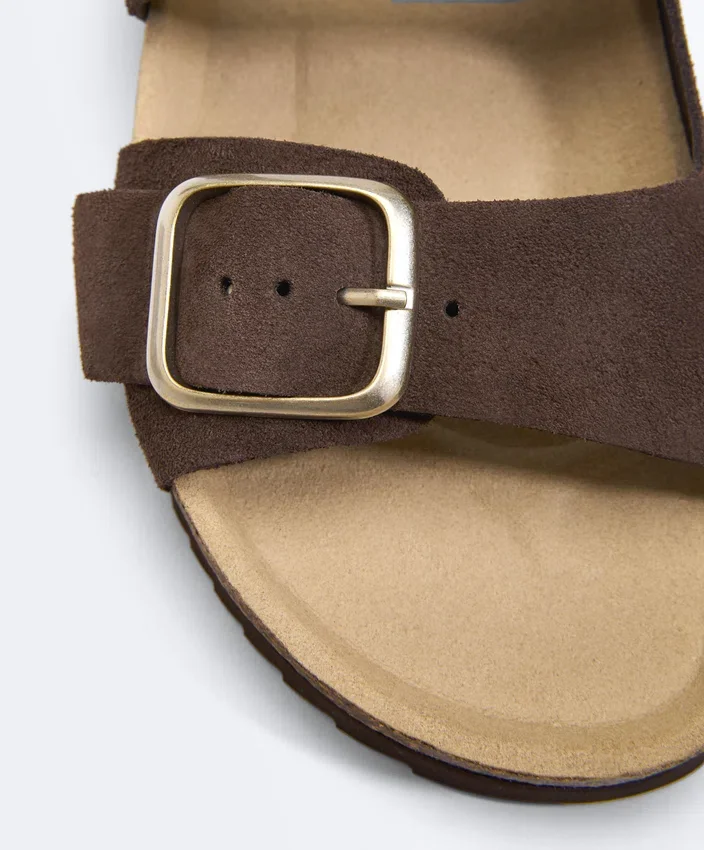 Buckle Split-Leather Slides Buckle Split-Leather Slides