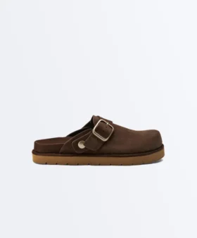 Buckled Split-Leather Mules