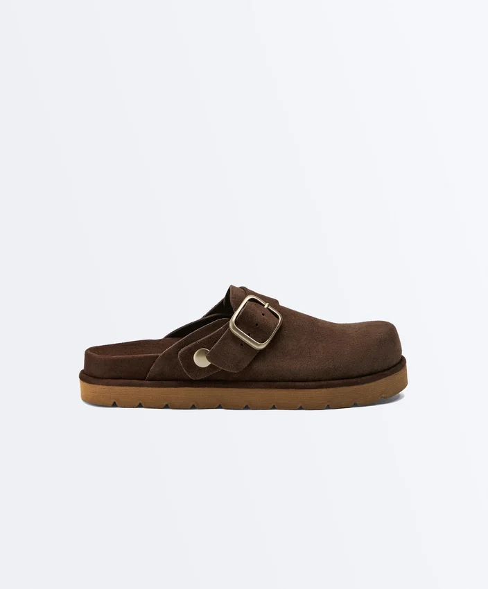 Buckled Split-Leather Mules Buckled Split-Leather Mules