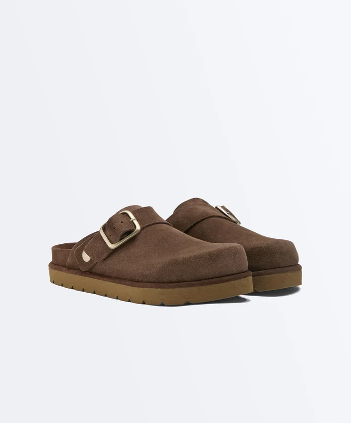 Buckled Split-Leather Mules Buckled Split-Leather Mules