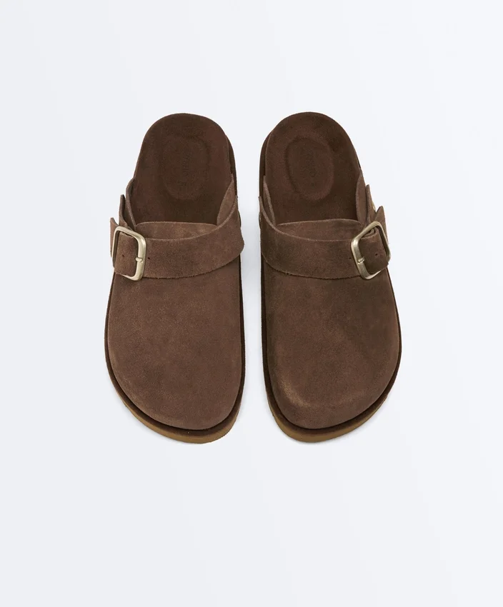 Buckled Split-Leather Mules Buckled Split-Leather Mules