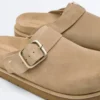 Buckled Split-Leather Mules
