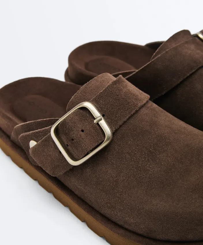 Buckled Split-Leather Mules Buckled Split-Leather Mules