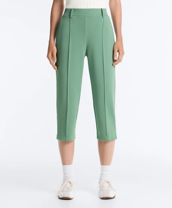 Capri Piqué Trousers with Cotton Belt Loops Capri Piqué Trousers with Cotton Belt Loops