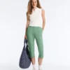 Capri Piqué Trousers with Cotton Belt Loops Capri Piqué Trousers with Cotton Belt Loops