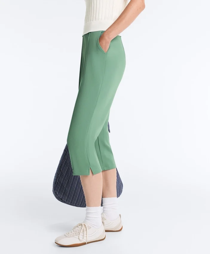 Capri Piqué Trousers with Cotton Belt Loops Capri Piqué Trousers with Cotton Belt Loops