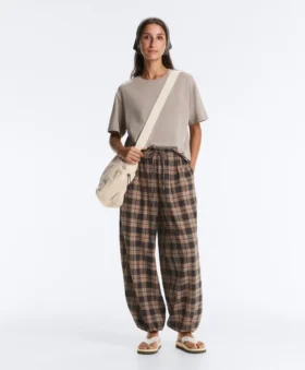 Check Cotton-Blend Bloomer Trousers