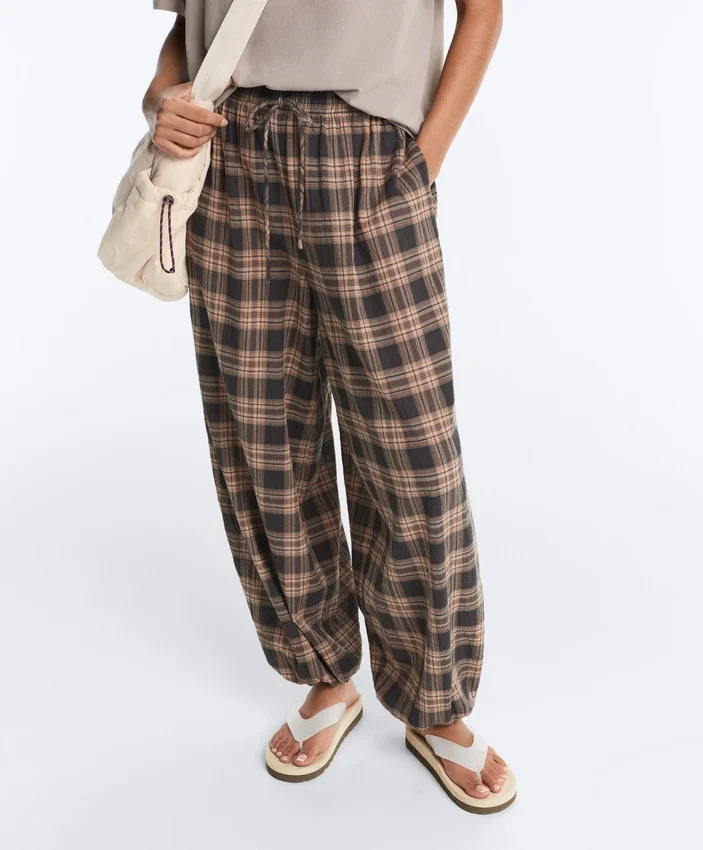 Check Cotton-Blend Bloomer Trousers Check Cotton-Blend Bloomer Trousers