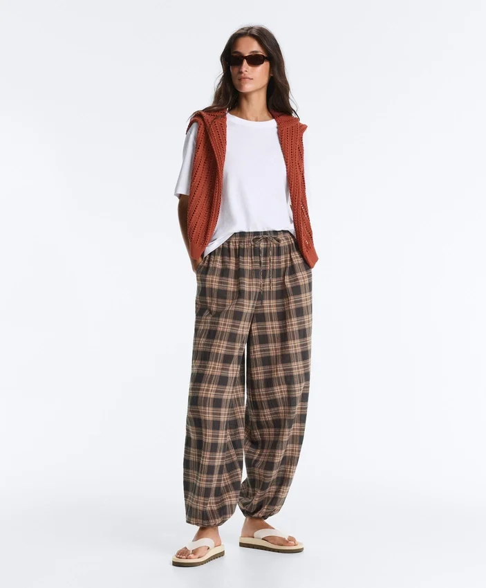 Check Cotton-Blend Bloomer Trousers Check Cotton-Blend Bloomer Trousers