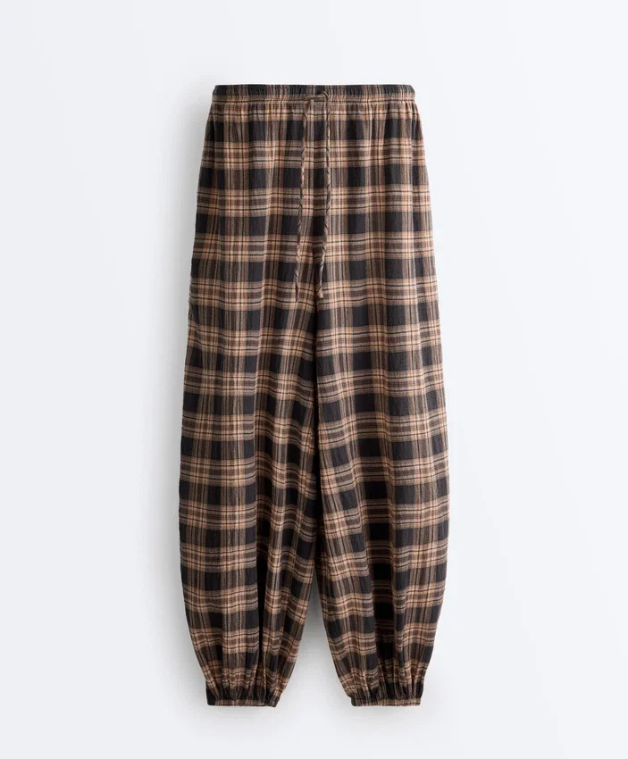 Check Cotton-Blend Bloomer Trousers Check Cotton-Blend Bloomer Trousers