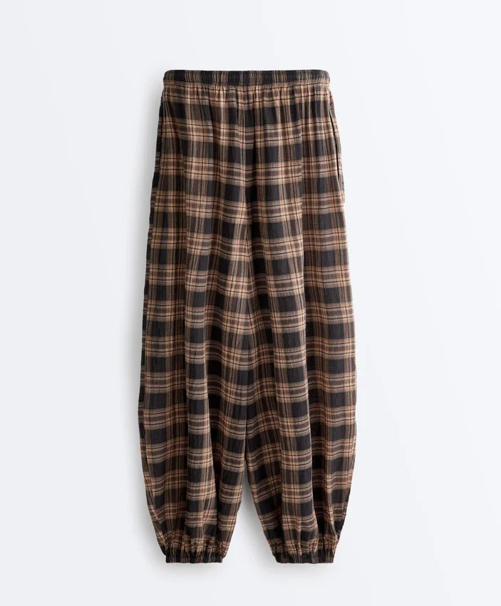 Check Cotton-Blend Bloomer Trousers Check Cotton-Blend Bloomer Trousers