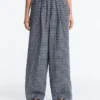 Check Cotton Blend Wide-Leg Trousers Check Cotton Blend Wide-Leg Trousers