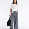 Check Cotton Blend Wide-Leg Trousers Check Cotton Blend Wide-Leg Trousers