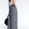 Check Cotton Blend Wide-Leg Trousers Check Cotton Blend Wide-Leg Trousers