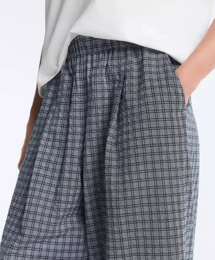 Check Cotton Blend Wide-Leg Trousers Check Cotton Blend Wide-Leg Trousers