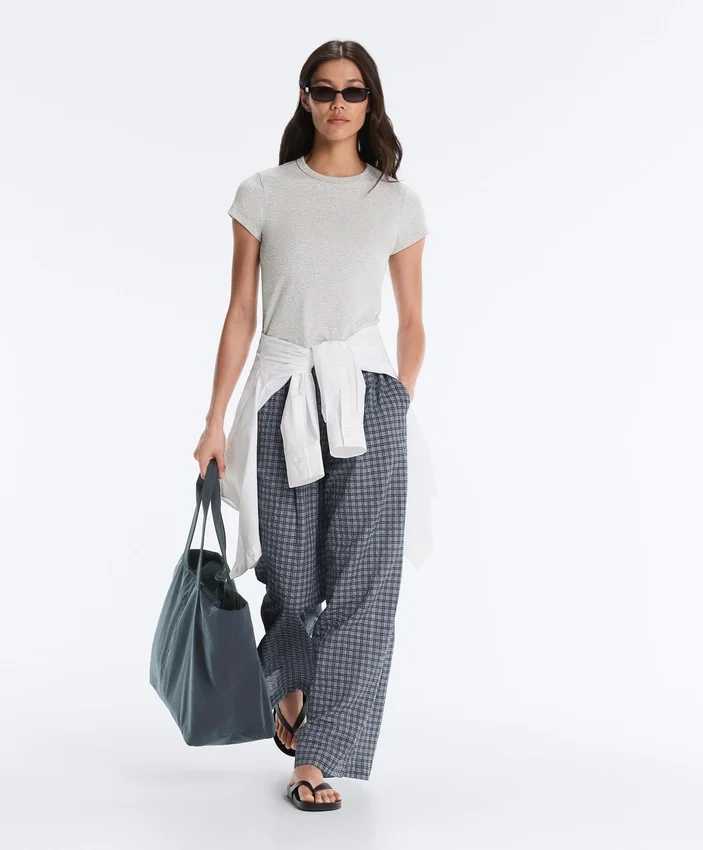 Check Cotton Blend Wide-Leg Trousers Check Cotton Blend Wide-Leg Trousers