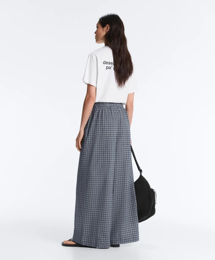 Check Cotton Blend Wide-Leg Trousers Check Cotton Blend Wide-Leg Trousers