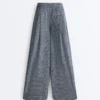 Check Cotton Blend Wide-Leg Trousers Check Cotton Blend Wide-Leg Trousers