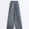 Check Cotton Blend Wide-Leg Trousers Check Cotton Blend Wide-Leg Trousers
