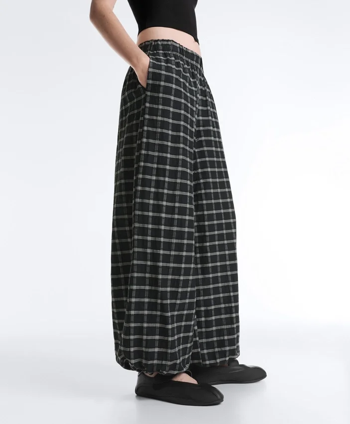 Check Cotton Bloomer Trousers Check Cotton Bloomer Trousers
