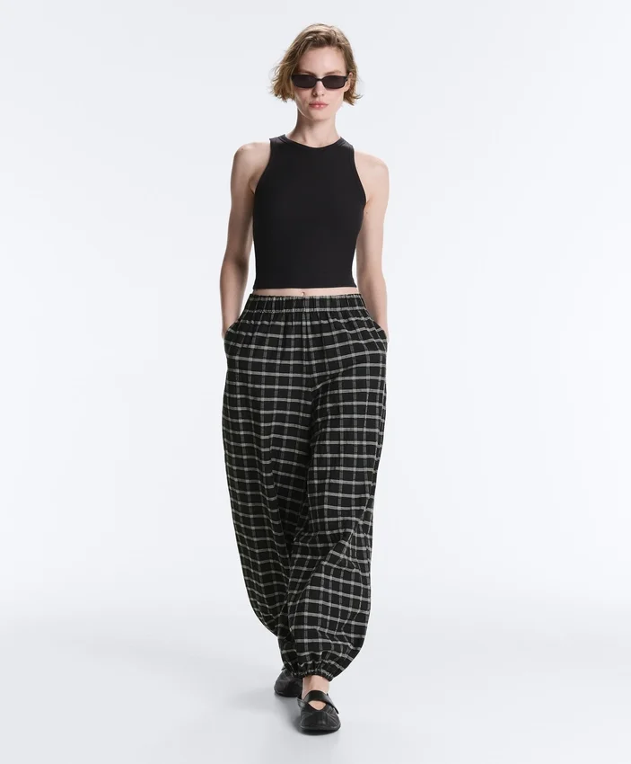 Check Cotton Bloomer Trousers Check Cotton Bloomer Trousers